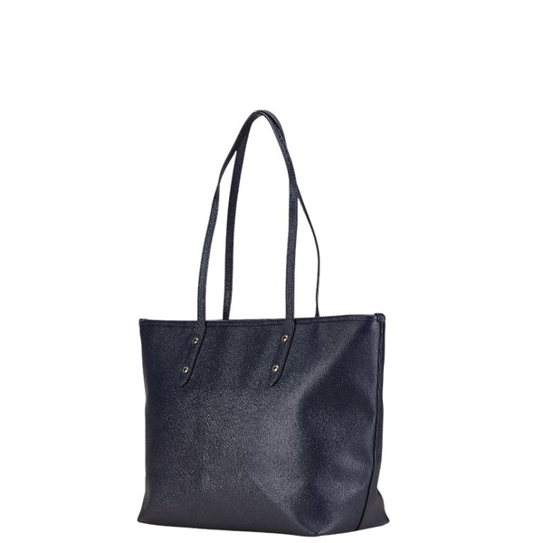 コーチ ハンドバッグ トートバッグ ネイビー レザー レディース COACH 【中古】