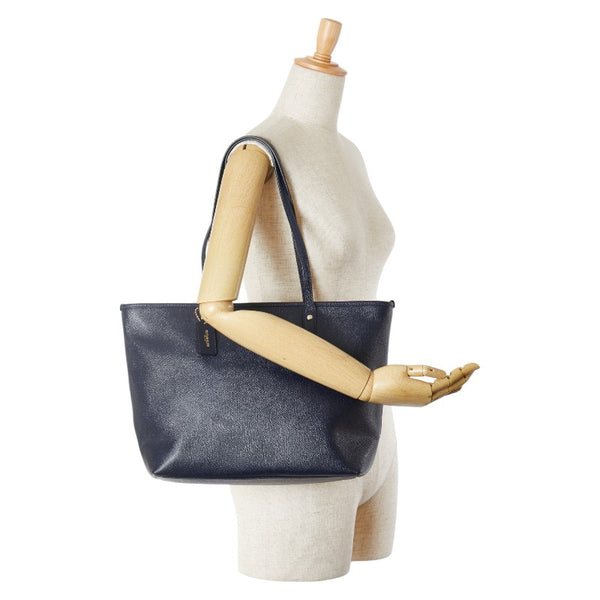 コーチ ハンドバッグ トートバッグ ネイビー レザー レディース COACH 【中古】