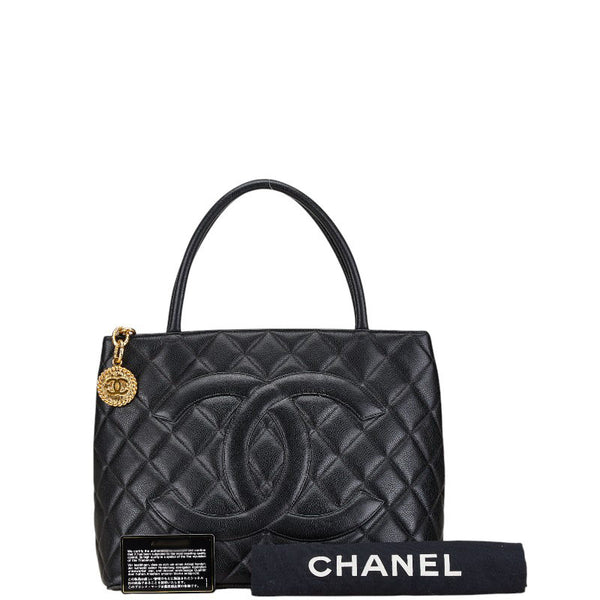 シャネル マトラッセ 復刻トート ココマーク トートバッグ A01804 ブラック キャビアスキン レディース CHANEL 【中古】