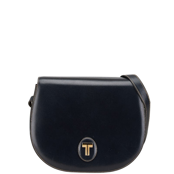 ア テストーニ T金具 ショルダーバッグ ブラック カーフ レディース a.testoni 【中古】