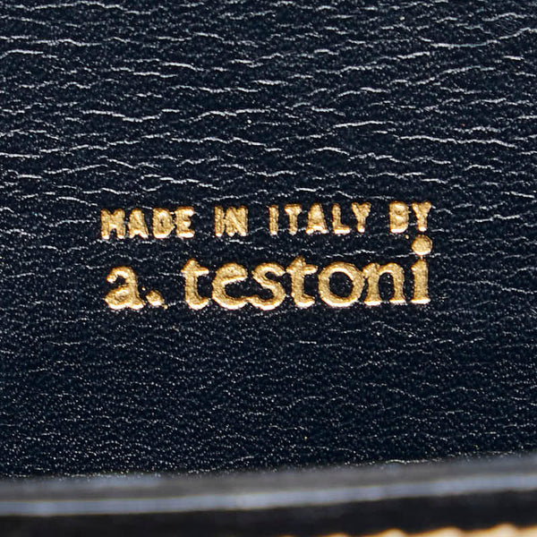 ア テストーニ T金具 ショルダーバッグ ブラック カーフ レディース a.testoni 【中古】