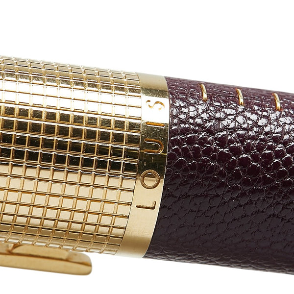 ルイ ヴィトン ドックラッカー ボールペン ゴールド ワインレッド メッキ レザー メンズ LOUIS VUITTON 【中古】