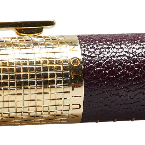 ルイ ヴィトン ドックラッカー ボールペン ゴールド ワインレッド メッキ レザー メンズ LOUIS VUITTON 【中古】