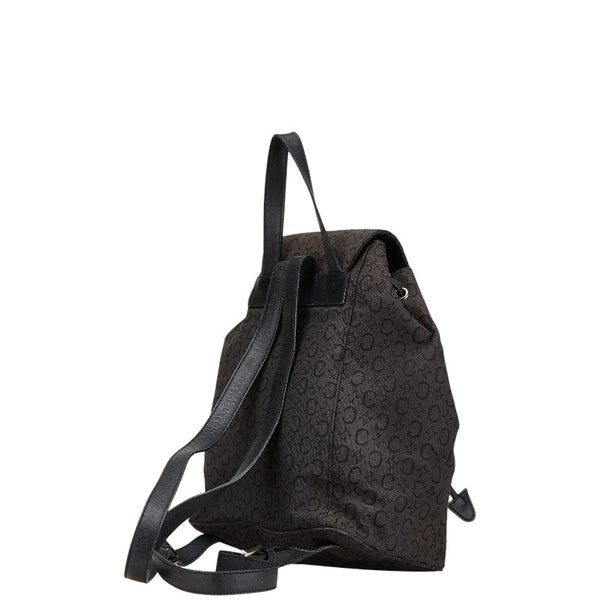 セリーヌ Cマカダム リュック バックパック ブラウン ブラック キャンバス レザー レディース CELINE 【中古】