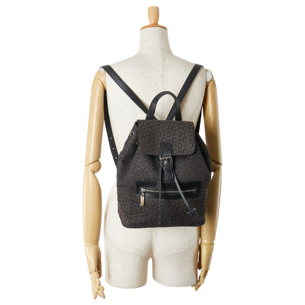 セリーヌ Cマカダム リュック バックパック ブラウン ブラック キャンバス レザー レディース CELINE 【中古】