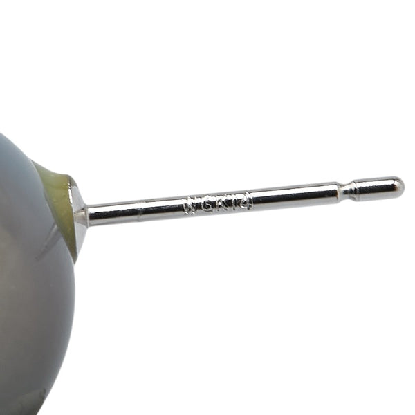 K14WG ホワイトゴールド 黒蝶真珠11.6mm 黒蝶真珠12mm ピアス レディース 【中古】