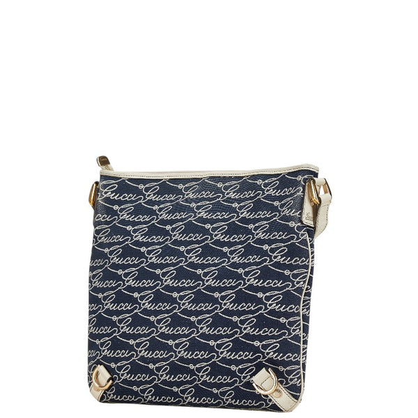 グッチ グッチシマ アビー ロゴ 斜め掛け ショルダーバッグ 131326 ブルー ホワイト レザー レザー レディース GUCCI 【中古】