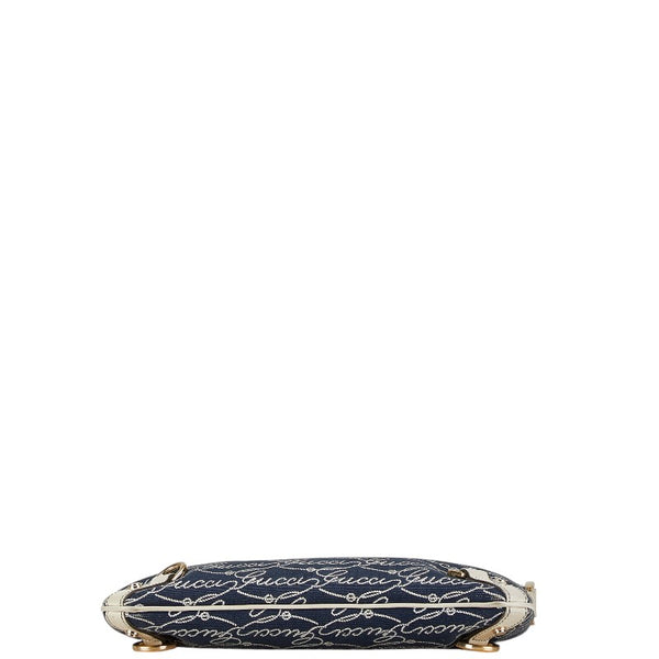 グッチ グッチシマ アビー ロゴ 斜め掛け ショルダーバッグ 131326 ブルー ホワイト レザー レザー レディース GUCCI 【中古】