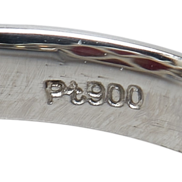 Pt900 プラチナ 赤サンゴ12.8mm ダイヤ0.31ct リング 指輪 レディース 8号 【中古】
