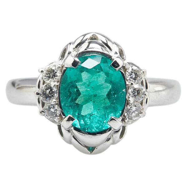Pt900 プラチナ エメラルド1.631ct ダイヤ0.19ct リング 指輪 レディース 11号 【中古】