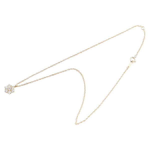 K18YG イエローゴールド ダイヤ1.03ct フラワー 花 モチーフ ペンダントネックレス レディース 【中古】