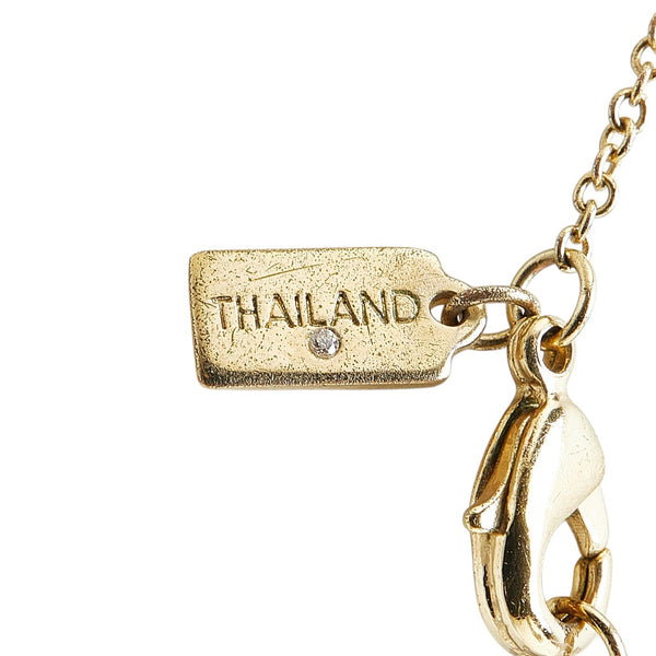 コーチ シグネチャー 3連 サークル ラインストーン ネックレス ゴールド ブラック ホワイト メッキ レディース COACH 【中古】