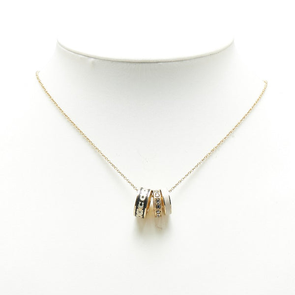 コーチ シグネチャー 3連 サークル ラインストーン ネックレス ゴールド ブラック ホワイト メッキ レディース COACH 【中古】