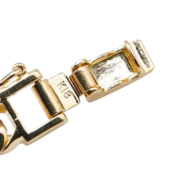 K18YG イエローゴールド ダイヤ0.30ct 喜平 キヘイ プレート ブレスレット レディース 【中古】