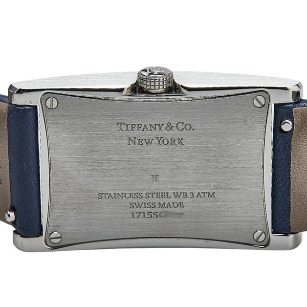 ティファニー イーストウエスト ミニ 腕時計 クオーツ ネイビー文字盤 ステンレススチール レザー レディース TIFFANY&Co. 【中古】