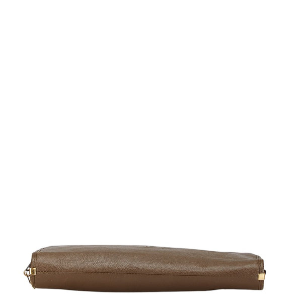 サンローラン YSLロゴ セカンドバッグ クラッチバッグ ブラウン レザー メンズ SAINT LAURENT 【中古】