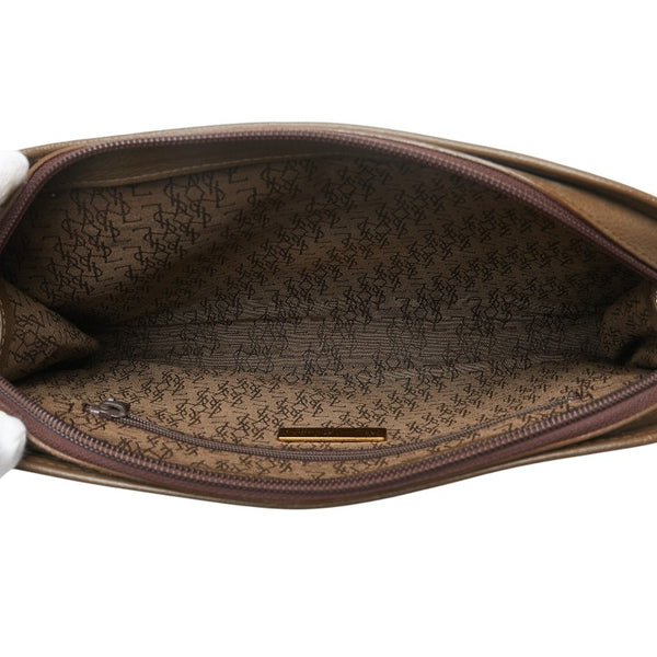 サンローラン YSLロゴ セカンドバッグ クラッチバッグ ブラウン レザー メンズ SAINT LAURENT 【中古】