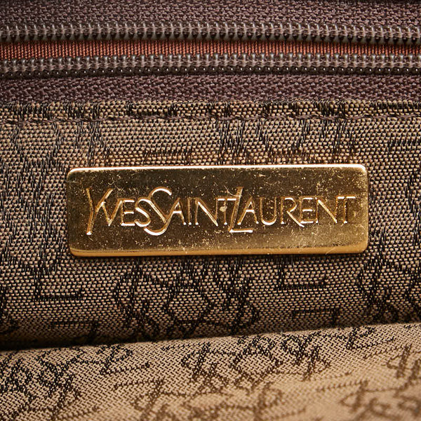 サンローラン YSLロゴ セカンドバッグ クラッチバッグ ブラウン レザー メンズ SAINT LAURENT 【中古】