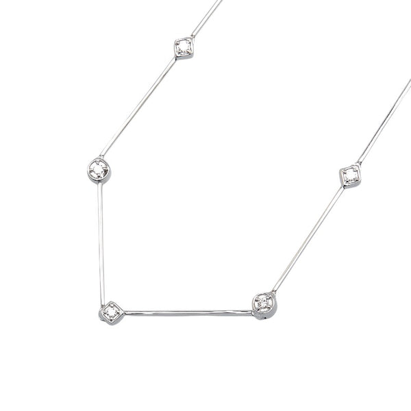 タサキ K18WG ホワイトゴールド ダイヤ0.29ct ステーション ネックレス レディース TASAKI 【中古】
