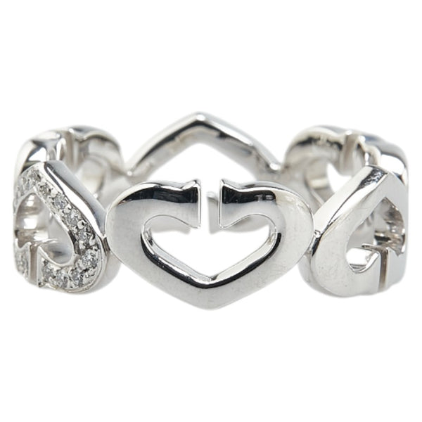 カルティエ Cハート リング 指輪 #57 K18WG ホワイトゴールド レディース CARTIER 【中古】