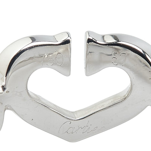 カルティエ Cハート リング 指輪 #57 K18WG ホワイトゴールド レディース CARTIER 【中古】