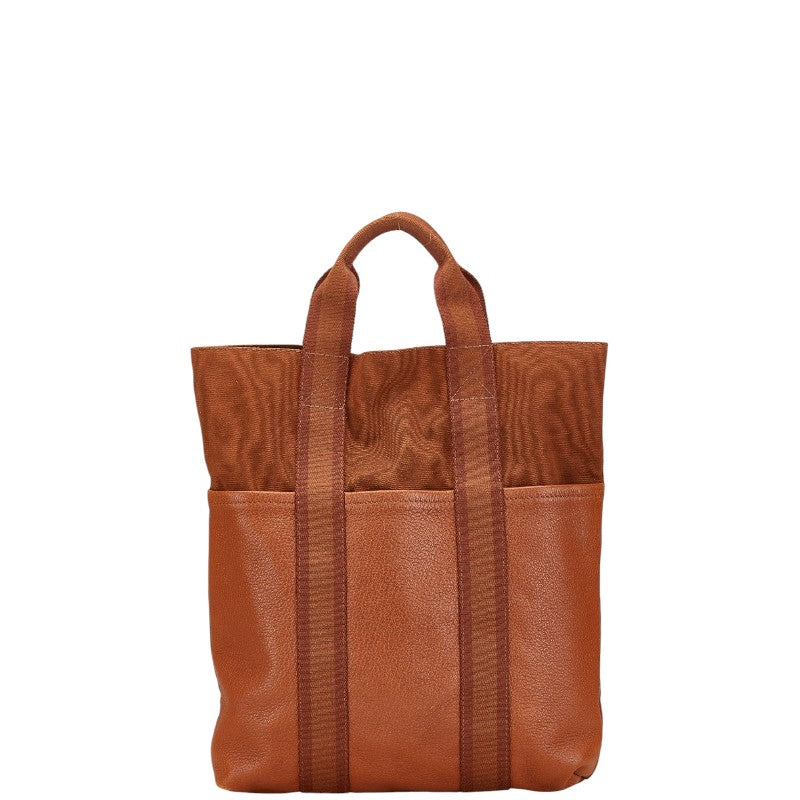 エルメス フールトゥ カバス ハーフレザー トートバッグ ブラウン キャンバス レザー レディース HERMES 【中古】