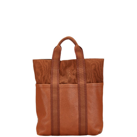 エルメス フールトゥ カバス ハーフレザー トートバッグ ブラウン キャンバス レザー レディース HERMES 【中古】