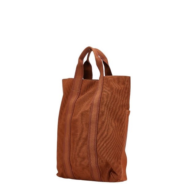 エルメス フールトゥ カバス ハーフレザー トートバッグ ブラウン キャンバス レザー レディース HERMES 【中古】