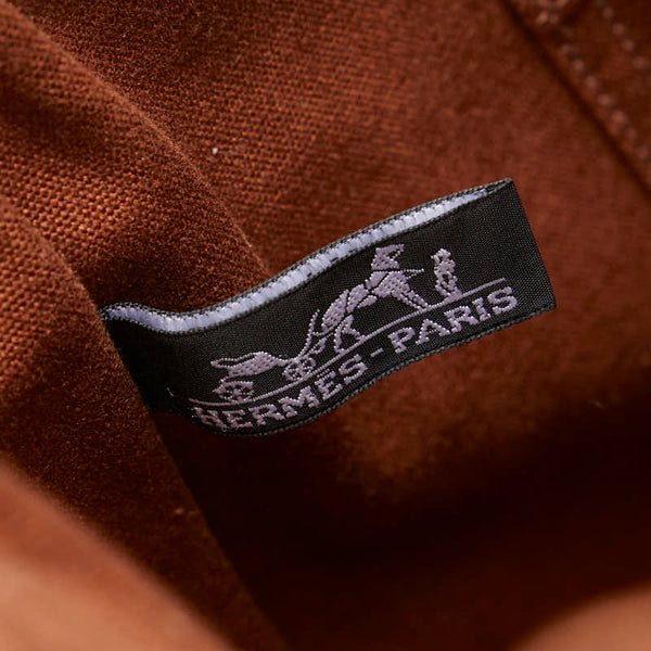 エルメス フールトゥ カバス ハーフレザー トートバッグ ブラウン キャンバス レザー レディース HERMES 【中古】