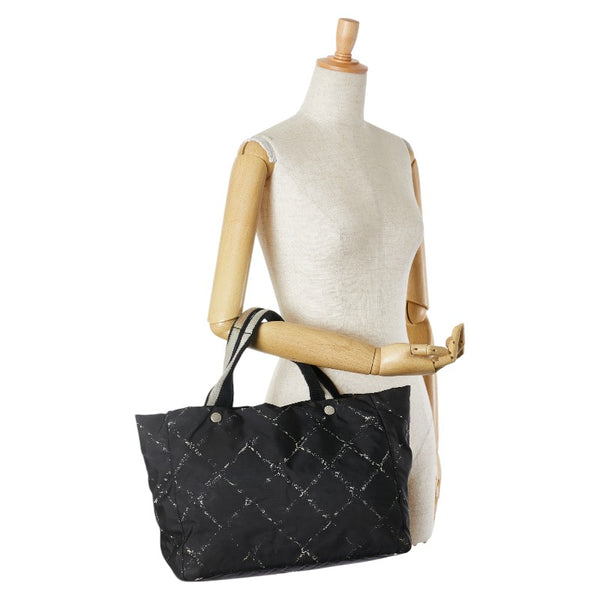 シャネル 旧トラベルライン トートバッグ A11833 ブラック ホワイト ナイロン レディース CHANEL 【中古】