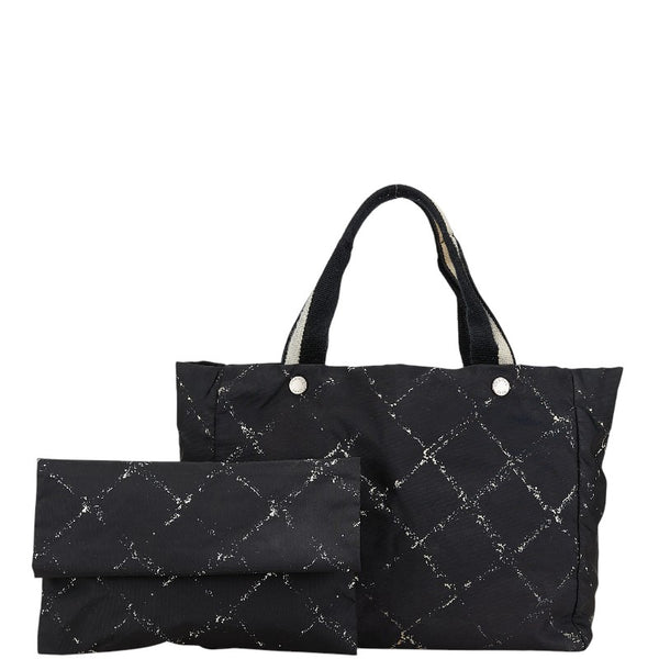 シャネル 旧トラベルライン トートバッグ A11833 ブラック ホワイト ナイロン レディース CHANEL 【中古】