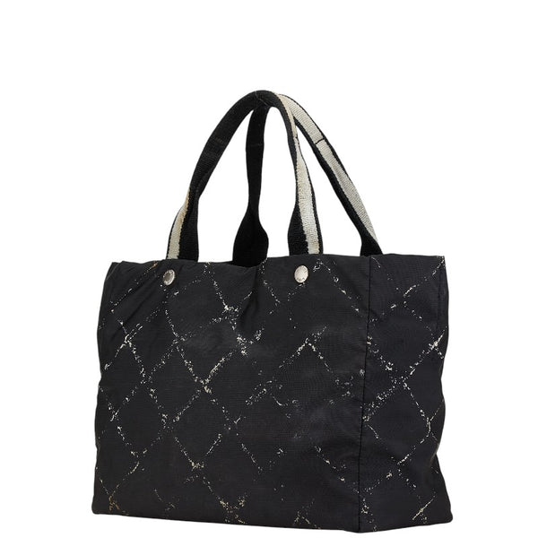 シャネル 旧トラベルライン トートバッグ A11833 ブラック ホワイト ナイロン レディース CHANEL 【中古】