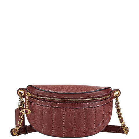 コーチ チェーン ボディバッグ ウエストバッグ C0851 パープル レザー レディース COACH 【中古】