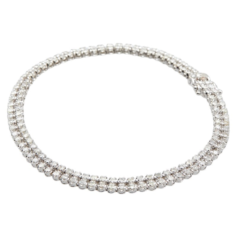 K14WG ホワイトゴールド ダイヤ2.00ct テニスチェーン ブレスレット レディース 【中古】