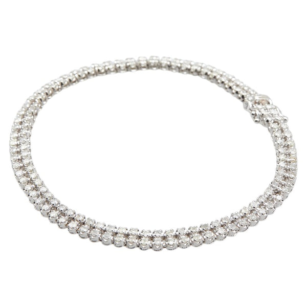 K14WG ホワイトゴールド ダイヤ2.00ct テニスチェーン ブレスレット レディース 【中古】
