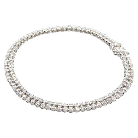 K14WG ホワイトゴールド ダイヤ2.00ct テニスチェーン ブレスレット レディース 【中古】