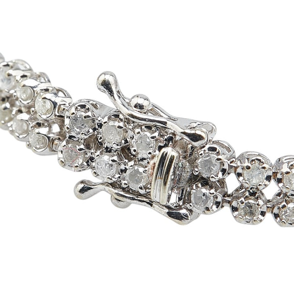 K14WG ホワイトゴールド ダイヤ2.00ct テニスチェーン ブレスレット レディース 【中古】