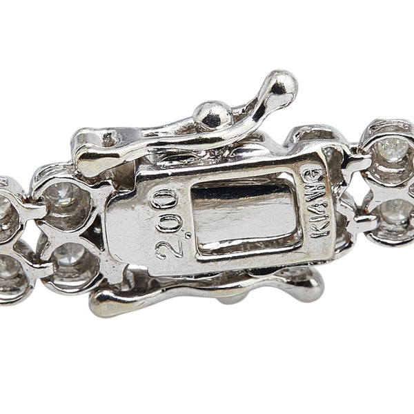 K14WG ホワイトゴールド ダイヤ2.00ct テニスチェーン ブレスレット レディース 【中古】