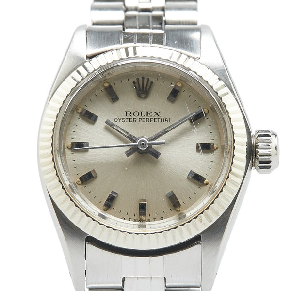 ロレックス オイスターパーペチュアル 腕時計 6719 自動巻き シルバー文字盤 ステンレススチール レディース ROLEX 【中古】