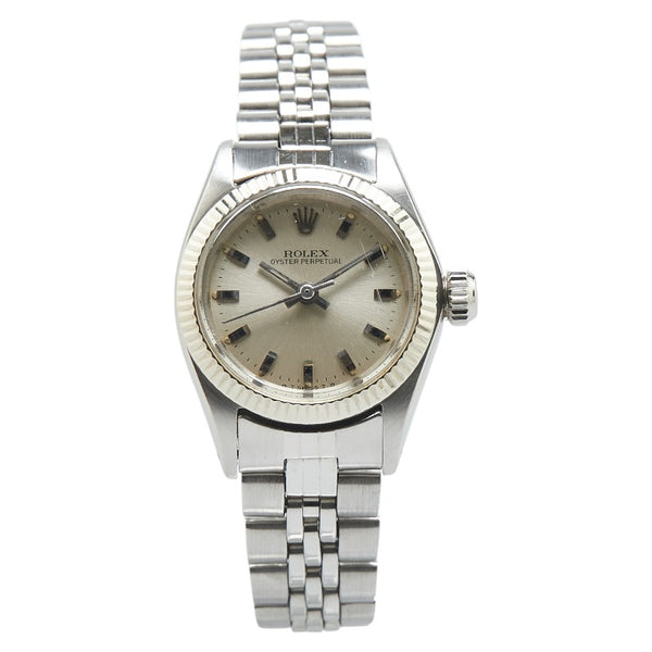 ロレックス オイスターパーペチュアル 腕時計 6719 自動巻き シルバー文字盤 ステンレススチール レディース ROLEX 【中古】