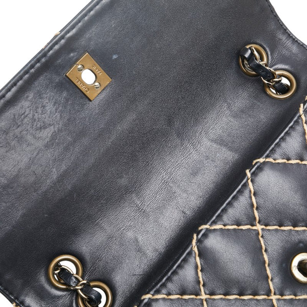 シャネル マトラッセ ワイルドステッチ チェーン ショルダーバッグ ブラック レザー レディース CHANEL 【中古】