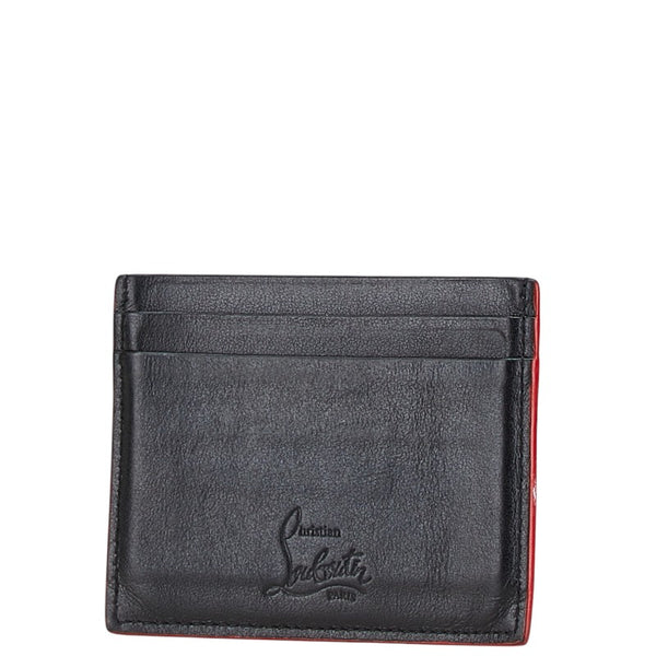 クリスチャンルブタン スタッズ  カードケース ブラック レッド レザー レディース Christian Louboutin 【中古】