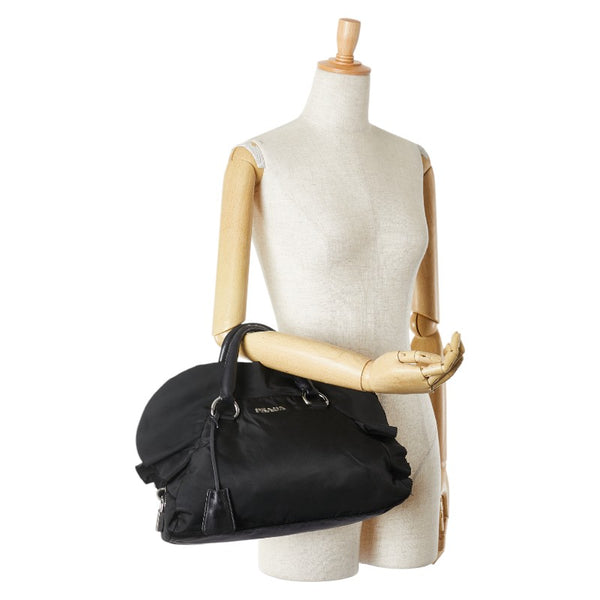 プラダ ハンドバッグ ブラック ナイロン レザー レディース PRADA 【中古】