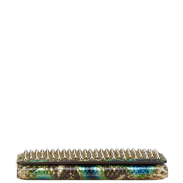 クリスチャンルブタン ロックスタッズスパイク パイソン 長財布 グリーン マルチカラー レザー レディース Christian Louboutin 【中古】