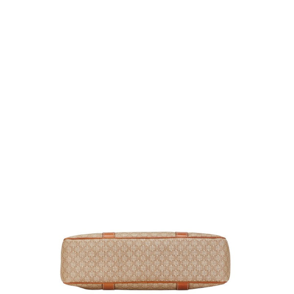セリーヌ マカダム ハンドバッグ ベージュ ブラウン PVC レザー レディース CELINE 【中古】