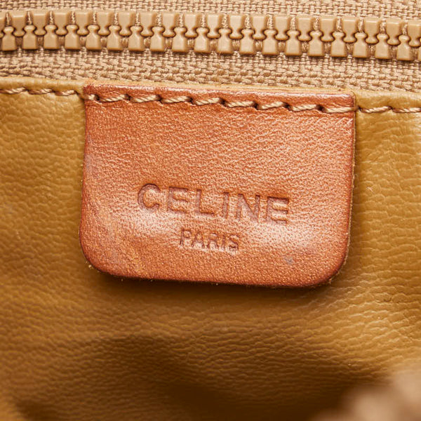 セリーヌ マカダム ハンドバッグ ベージュ ブラウン PVC レザー レディース CELINE 【中古】