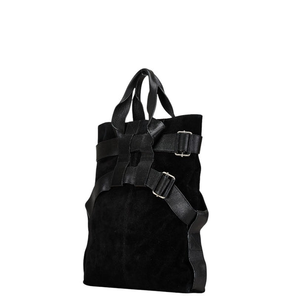 ヴィヴィアンウエストウッド ロゴ ハンドバッグ トートバッグ ブラック スウェード レザー レディース Vivienne Westwood 【中古】