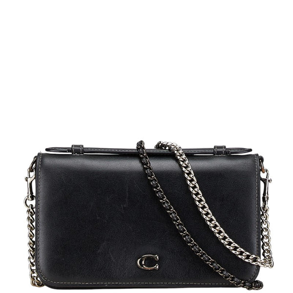 コーチ ビー クロスボディ 斜め掛け ショルダーバッグ チェーンウォレット CH802 ブラック レザー レディース COACH 【中古】