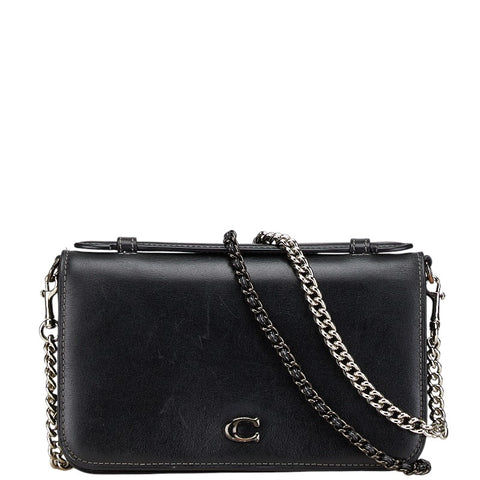 コーチ ビー クロスボディ 斜め掛け ショルダーバッグ チェーンウォレット CH802 ブラック レザー レディース COACH 【中古】