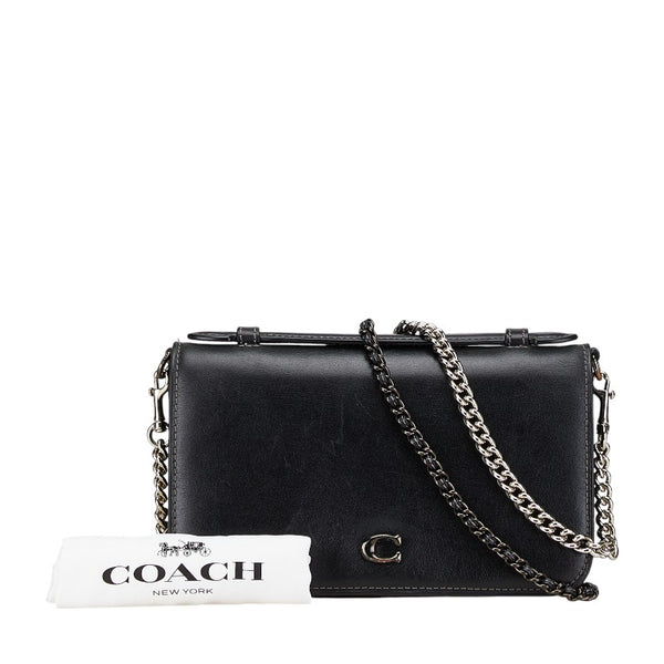コーチ ビー クロスボディ 斜め掛け ショルダーバッグ チェーンウォレット CH802 ブラック レザー レディース COACH 【中古】